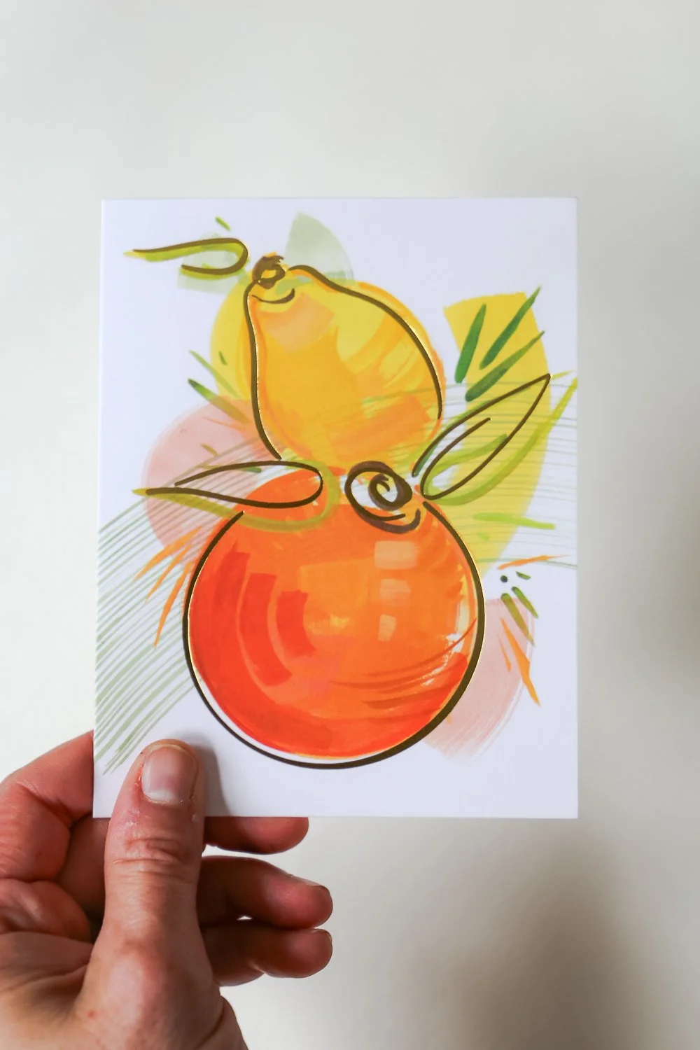 Orange and Lemon Gold Foil Pressed Greeting Card — Kristin Cronic